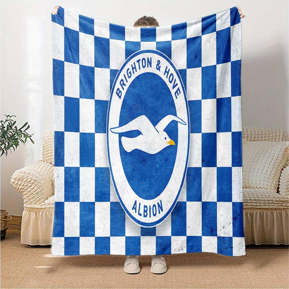 Brighton & Hove football club Flannel Blanket, Soft Polyester, Modern Design, All-Season for Camping, Travel, Gifts for holidays or birthdays