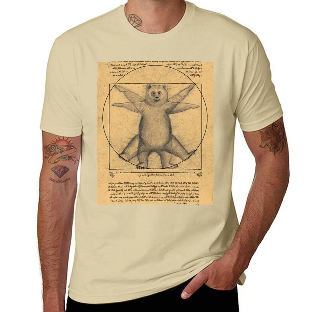 New The vitruvian bear TShirt boys t shirts Aesthetic clothing mens plain t shirts