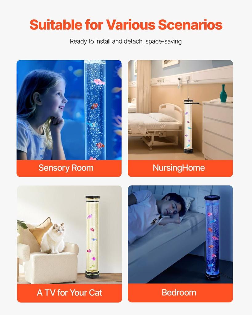 Blasensäulenlampe 16 Farben 80 cm Sensorisches Aquariumlicht zur Entspannung Beruhigend