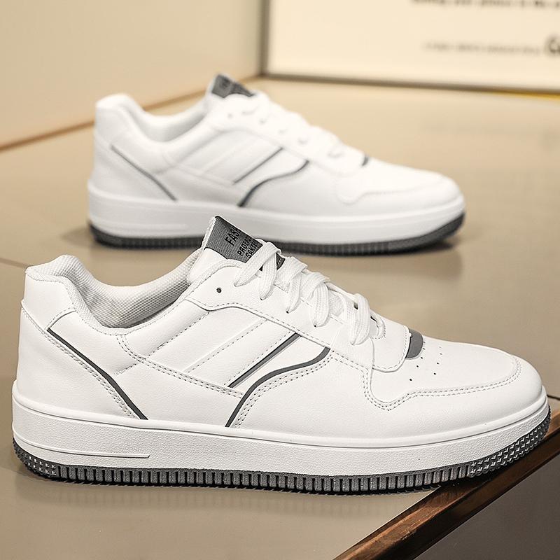 Neue Leder Herren Sportschuhe Weiß Plateau Herren Sportschuhe Herren Vulkanisierte Sportschuhe Lässige Herren Sportschuhe