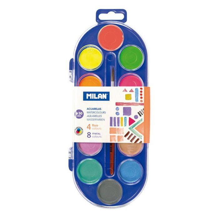 Aquarelles - alpexe - étuis 12 - fluorescent - métallisé - pour enfants