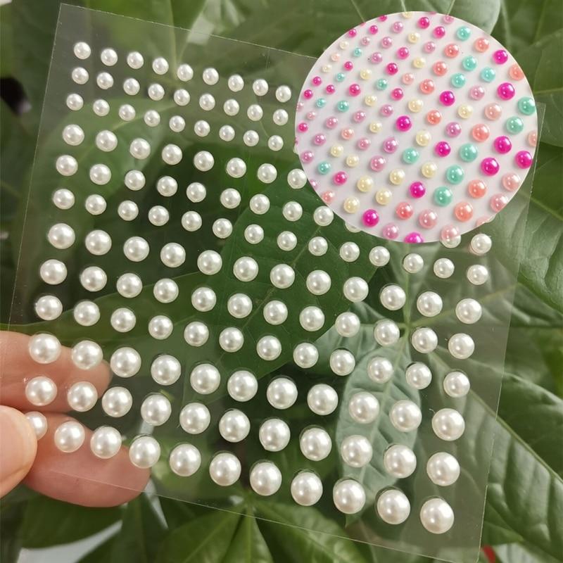 2Sheets Fashion Tattoo Makeup Eyeliner Eyeshadow Eyes Makeup Face Pearls Stickers Imitation Pearls Acrylic Self Adhesive