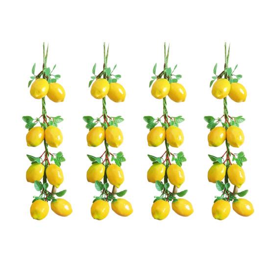 4Pcs Artificial Fruit Vegetable Garland Wall Hanging Fake Banana Strawberry Pumpkin Tomato Cucumber Chili String Farmhouse Kitchen Decoration