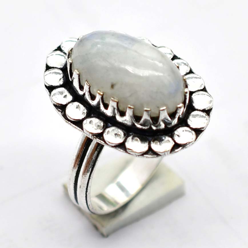 Moonstone Ethnic Handmade Ring Jewelry US Size-8.75 R 5707