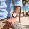 Leather Brand Business Date Slim Design [BUREI] Men's Watch, Name, Simple, Waterproof, Analog, Watch, Popular, Display, Quartz, White/Black, Stylish,