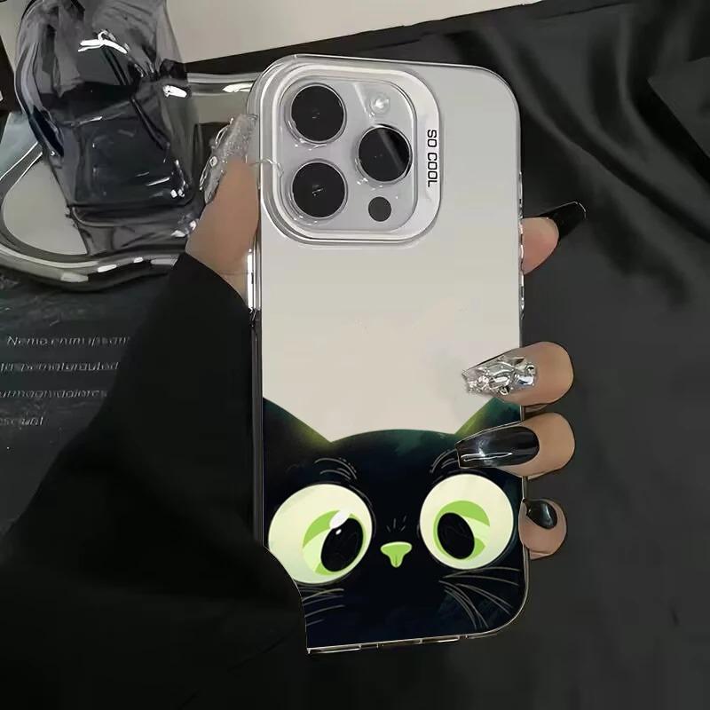 Urocze Kreskówkowe Czarne Koty Etui na Telefon Dla iPhone 16 15 Pro Max 14 13 12 11 Pro Max XS XR 7 8 Plus Wstrząsoodporne Silikonowe Miękkie TPU Pokrowiec