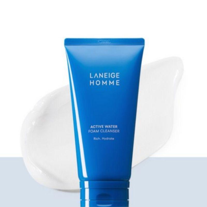 LANEIGE Homme Active Water Foam Cleanser 150ml Men's Hydrating Facial Cleanser Deep Cleansing Face Wash for Fresh Healthy Skin