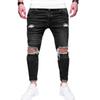 Premium Quality Slim Destroyed Stretchy Ripped Skinny Biker Jeans For Men Taped Fit Denim Pants
