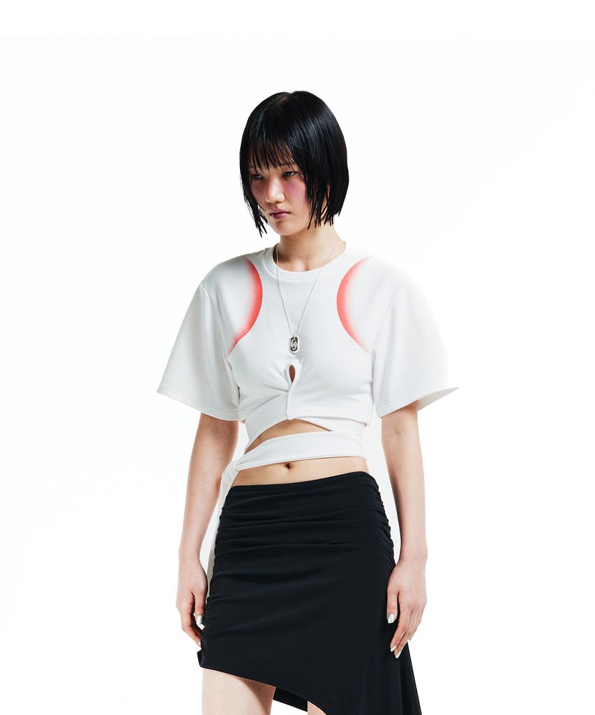 Kyo Crop Twist Wrap-Up Tee (White)
