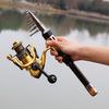 1.3-2.4m Portable Telescopic Fishing Rod and Spinning Fishing Reel Combos Set