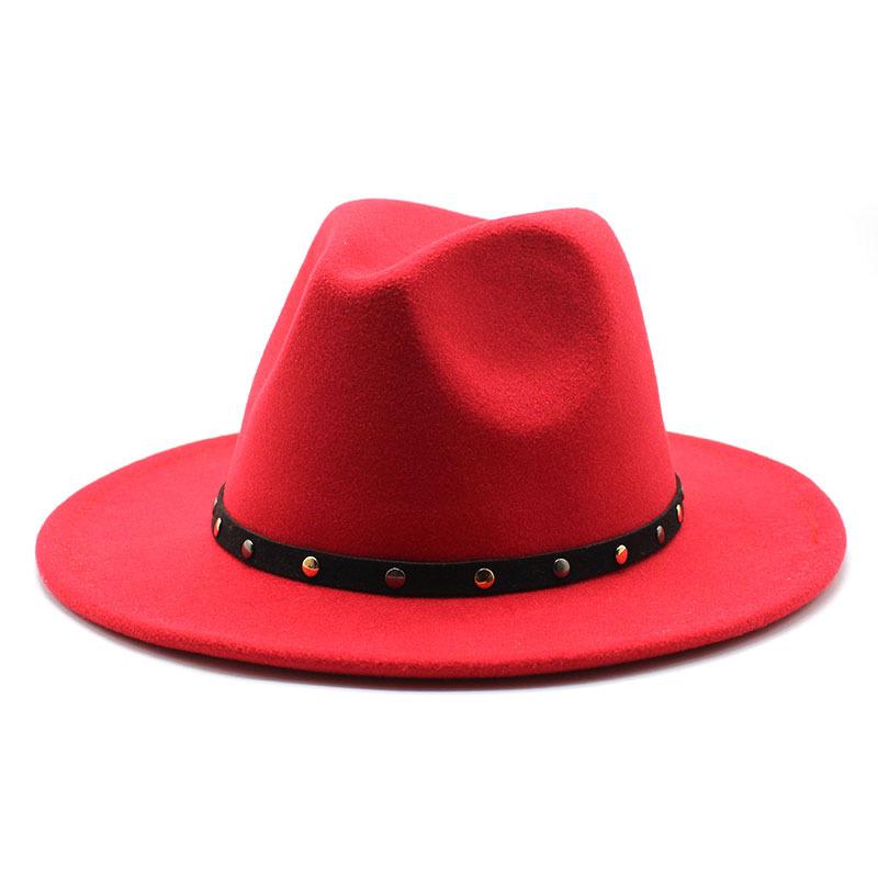 2021 Season Big Eaves Hat Flat Edge Top Hat Men And Women White Woolen Jazz Hat