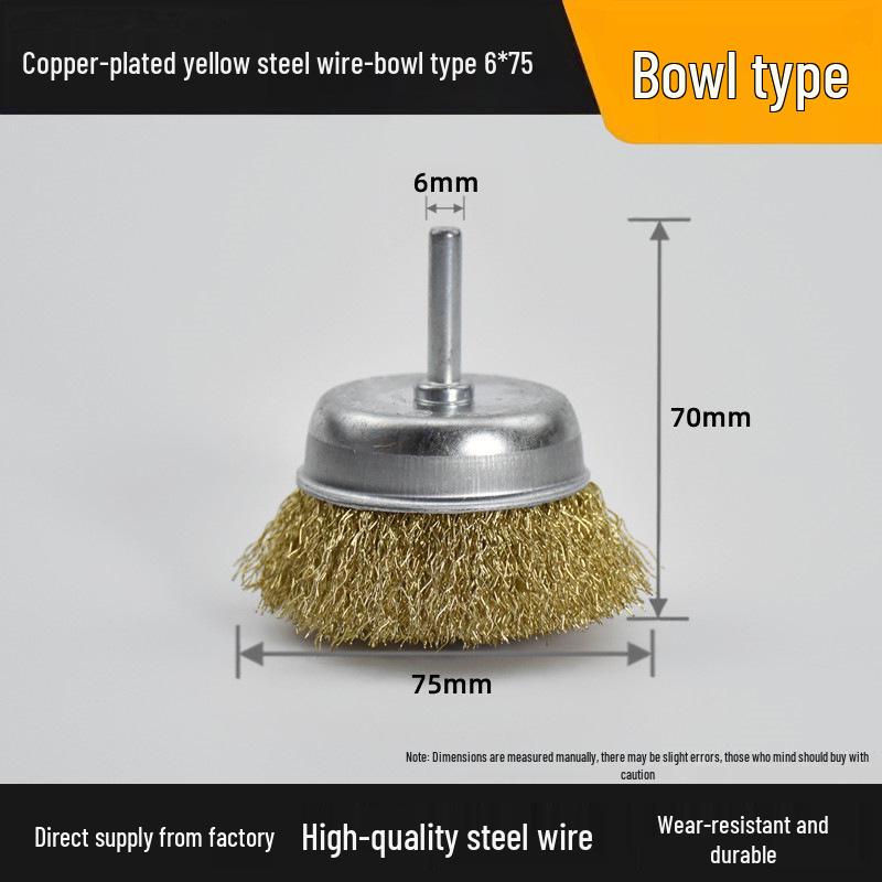 T-Shaped Electric Wire Brush with Handle for Rust Removal and Metal Cleaning - 6mm Handle