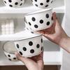 Hepburn-Style Polka Dot Korean Ceramic Bowl Set
