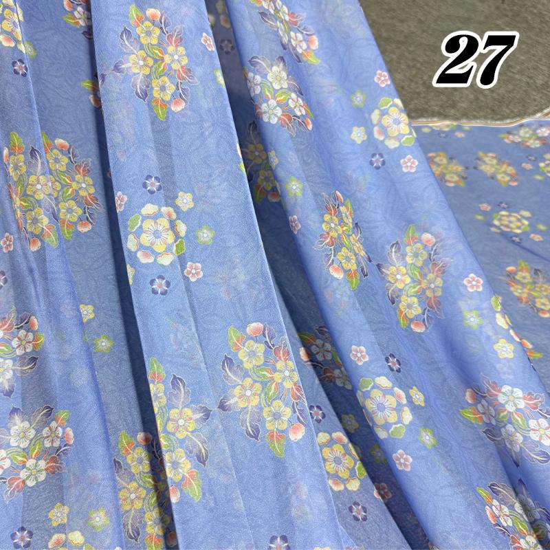 100*150cm Tecido Chiffon Floral Estilo Chinês Grupo de Chá Estampa Floral Tecido DIY Vestido Hanfu Fantasia de Dança de Casamento Decoração