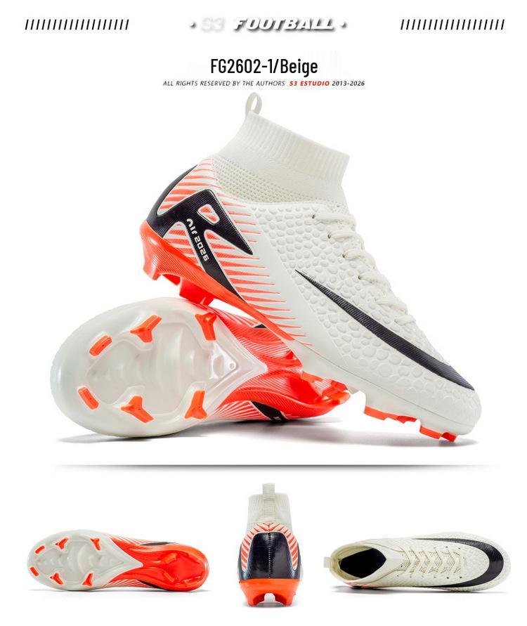 Unisex High-Top Long Spike Artificial Turf Football Training Shoes