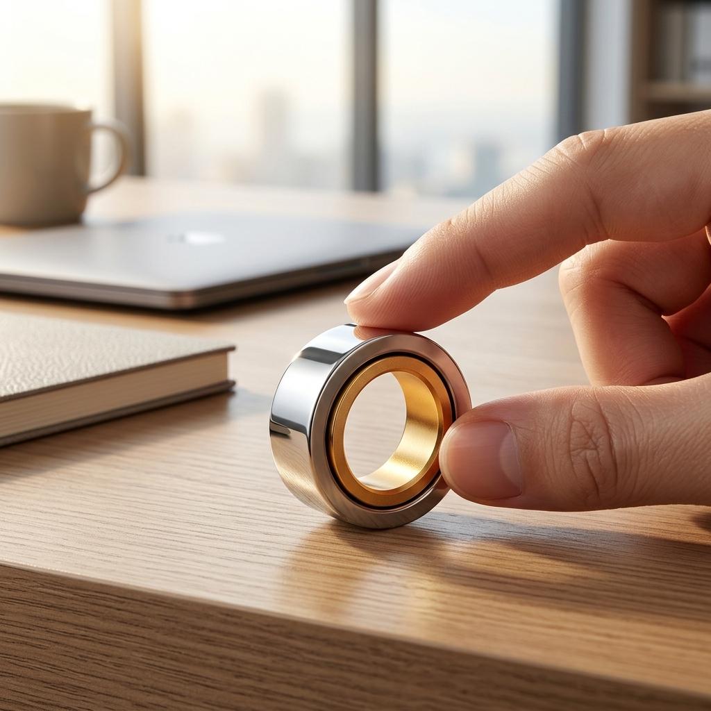 Stainless Steel EDC Ring With Magnetic Rotation For Anxiety Relief