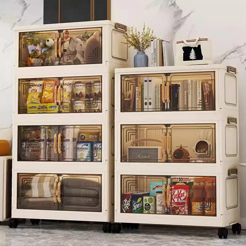 45/55/65cm Length Multifunction Folding Storage Cabinet Sundries Cabinet Large Capacity Dustproof Wardrobe Locker