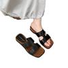 Wedge Heel Retro Beige One-word Slippers Fairy Shoes Wear Summer Skirt Versatile Small Sandals