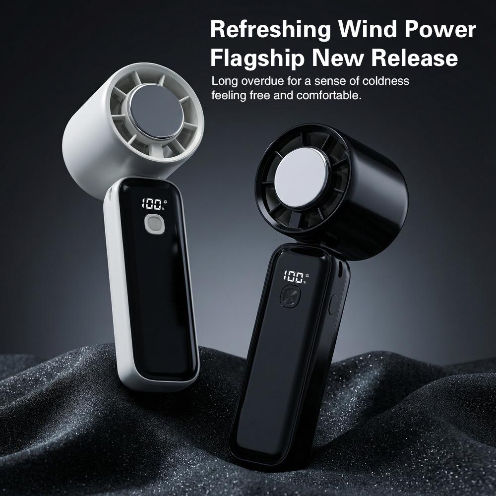 Foldable Handheld Mini Fan with Digital Display for Outdoor Cooling