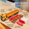 1:32 Scale Alloy Diecast Freight Roadblock Transport Truck Model Toys Car Doors Opened Sound Light Pull Back Vehice Gift for Kid