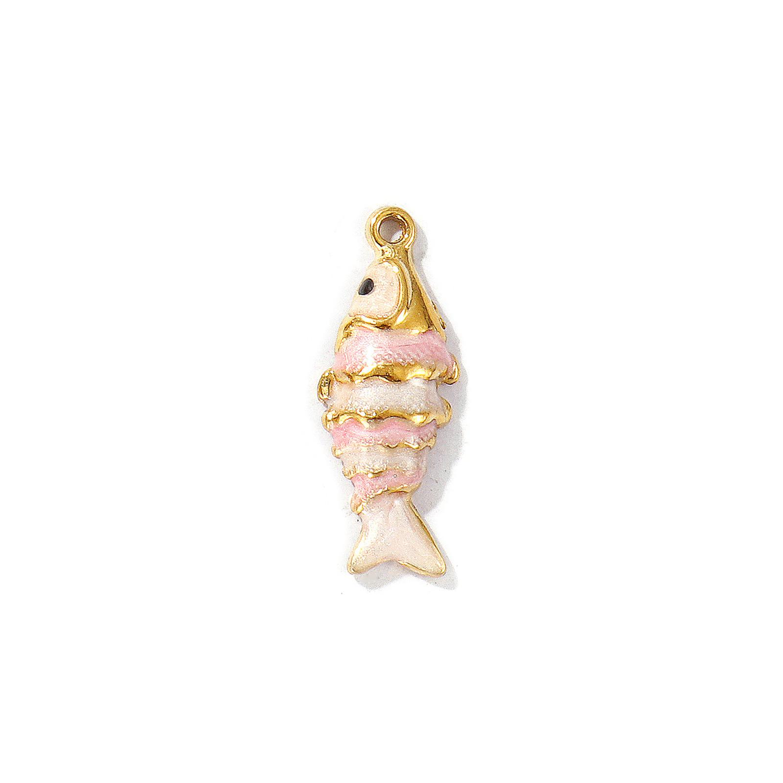 

2 PCs Ocean Charms 18K Gold Plated Enamel Fish Shaped 304 Stainless Steel Pendant For DIY Necklace Jewelry Making Findings