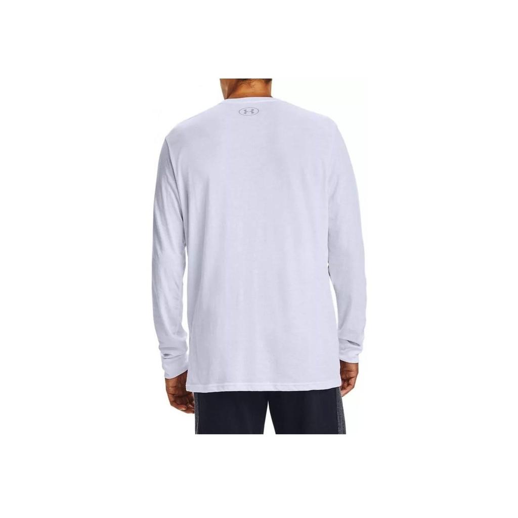 Under Armour Letter Print Crew Neck Training Long Sleeve T-Shirt Men Tops White 1329585-100