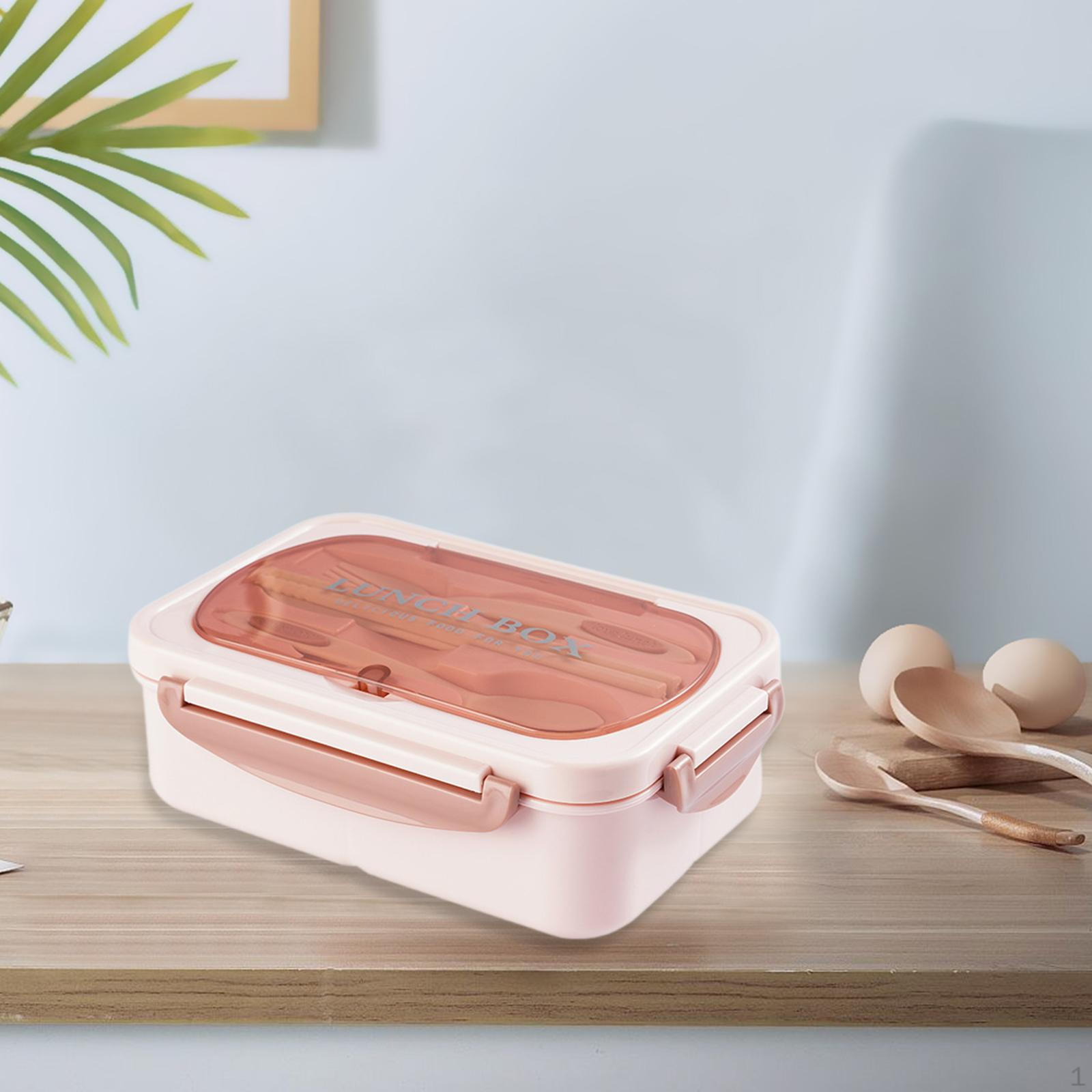 

Bento Box многофункциональный портативный с посудой для дома походов с рюкзаком pink 3 grids