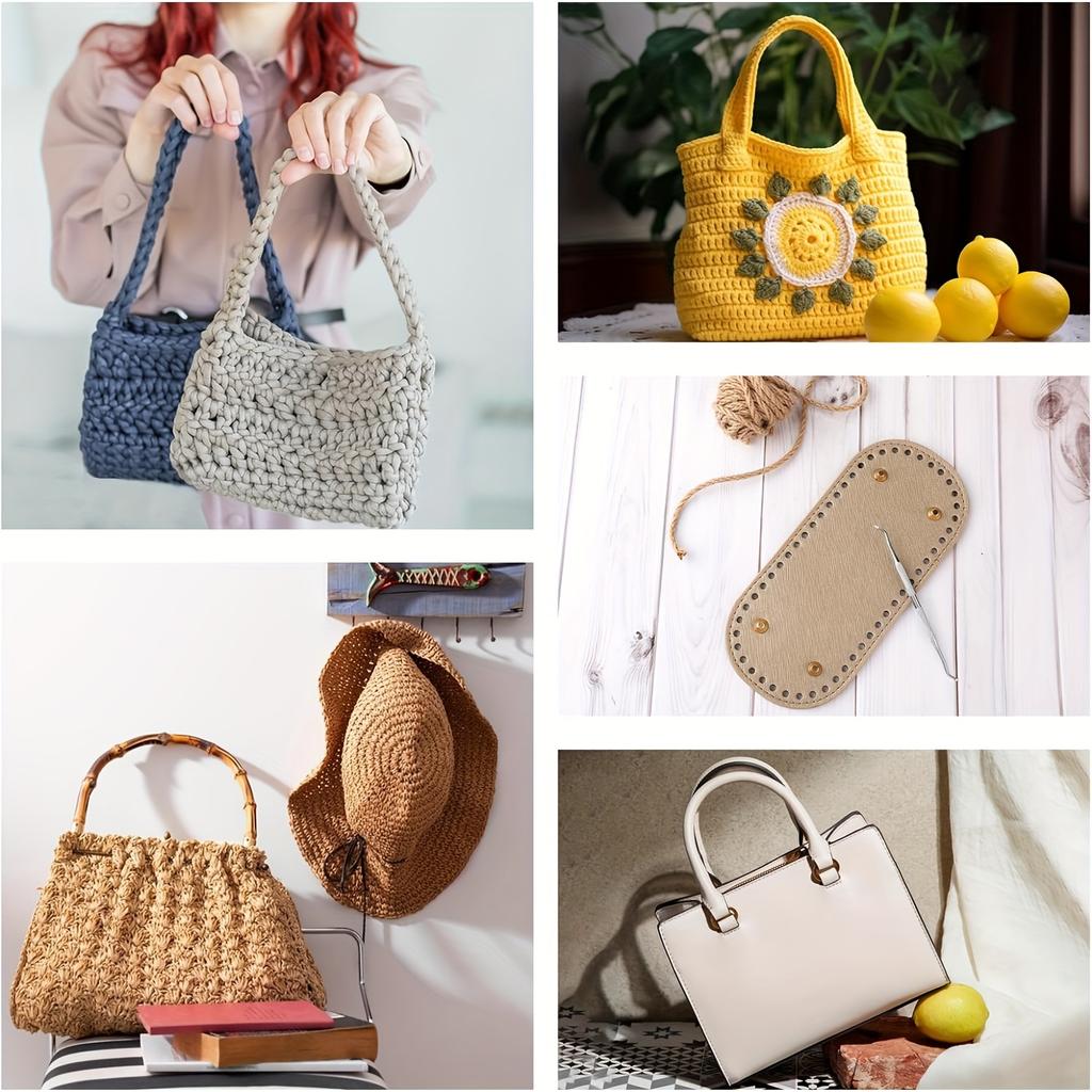 4 szt. Owalne dna do torebki szydełkowej - Solidna konstrukcja - Kształtki do torebki na ramię DIY do projektów rzemieślniczych, Kreatywne rękodzieło | Wzorzyste dna