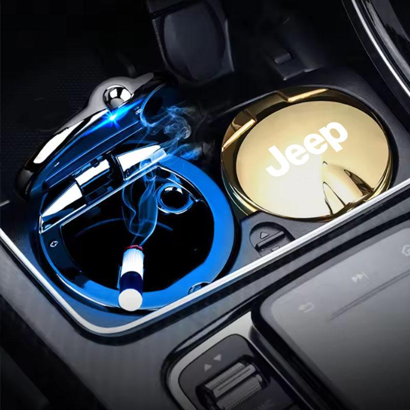 Portable Car LED Ashtray Universal Auto Ashtray Cigarette Ash Sticker For Jeep Renegade Wrangler Cherokee Compass Accessories AJX1
