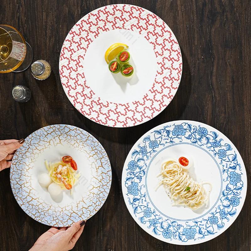 Keramikteller im Retro-Palaststil, kreativer runder Steak-Dessertteller, Luxushotel, exquisite Speiseteller, Haushaltsgeschirr