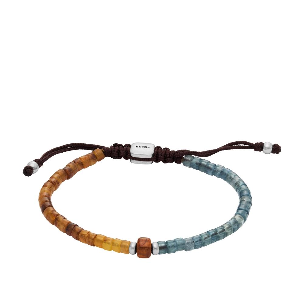

Fossil Men s Summer Fashion Blue and Brown Acrylic Beaded Bracelet multi
