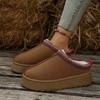 2024 Autumn and Winter Fashion New Solid Color Round Toe Warm Plus Velvet Casual Comfortable Thick Bottom Women's Short Boots