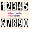 400 Pieces, 3" - Vinyl Number Stickers, Waterproof Stick on Numbers Labels - White Numbers