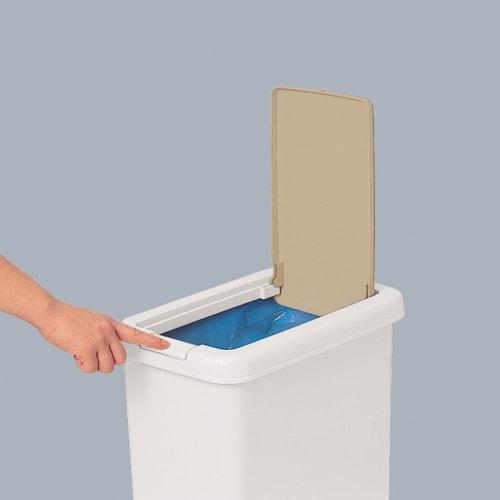 Sanko Plastic Slim Push Trash Can, 26.5L, Light Gray, Made in Japan