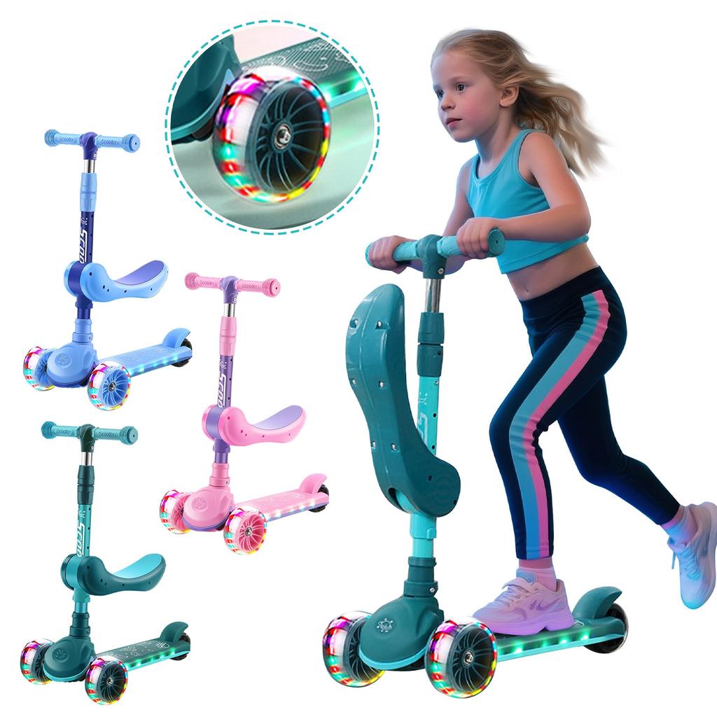 Children's Scooter Children's Car Three-wheeled Scooter Scooter Big Wheels Silent Belt Music Seat