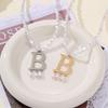 Hot sale imitation pearl stainless steel letter pendant niche luxury B letter ladies necklace