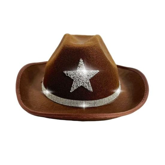 Kids Hat Sparkling Rhinestone Star Pattern Lightweight Comfortable Fit Cowboy Hat Carnivals Dress-Up Halloween Accessories