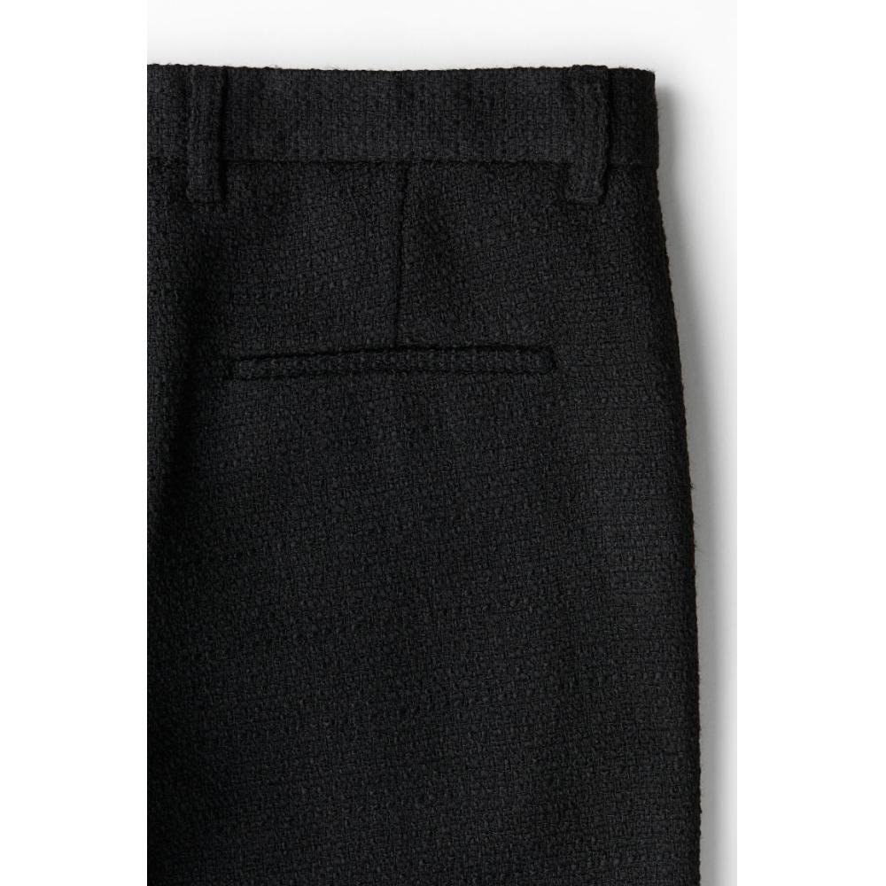 H M Cropped Trousers Regular Fit Black