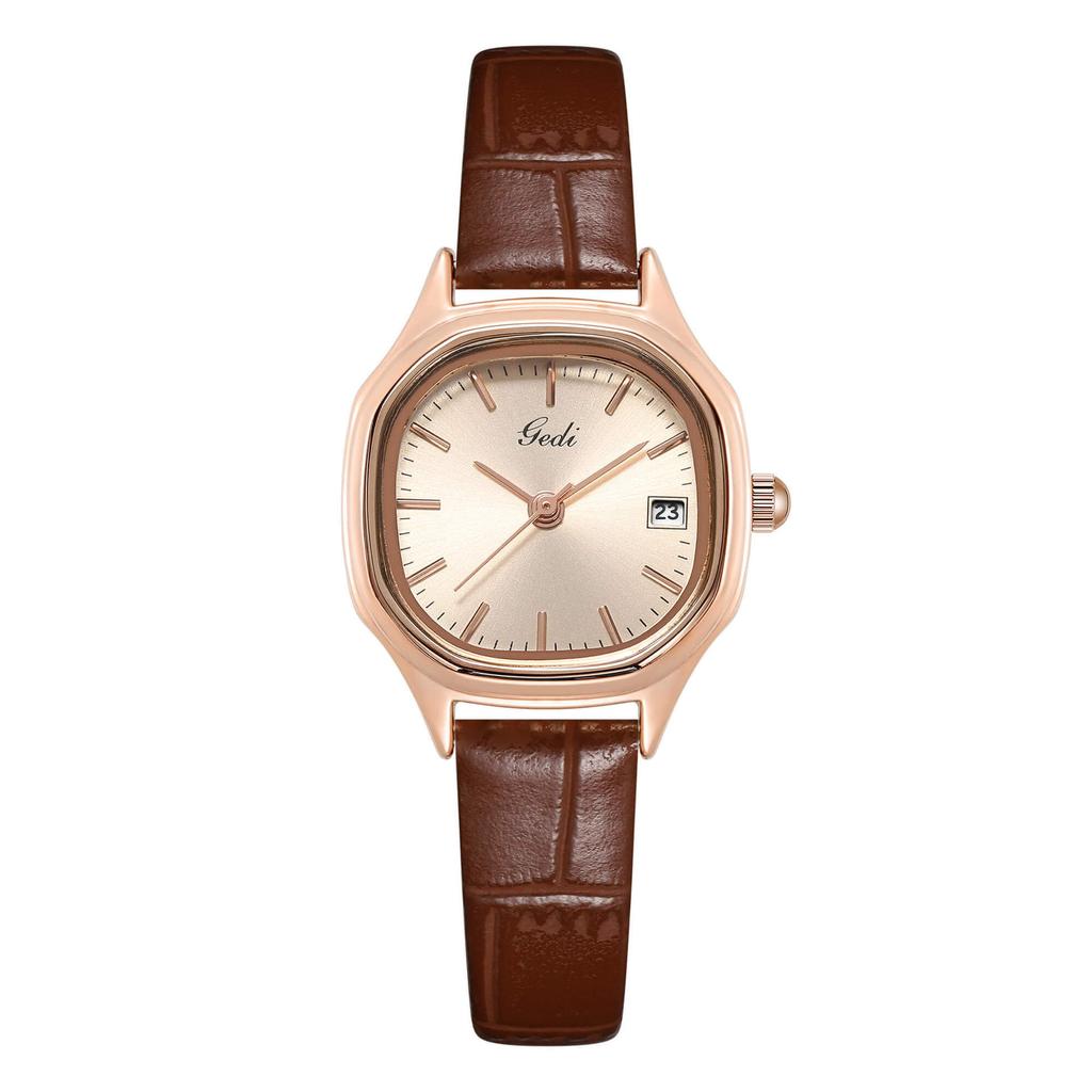 Ladies Niche Light Calendar Waterproof Light Luxury Simple Bamboo Pattern Leather Quartz Watch