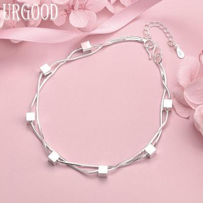 Bracciale a Maglia Serpentina Scacchiera in Argento Sterling 925 Gioielli da Matrimonio