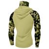 Long Sleeve Hooded Sun Protection Shirt with Face Cover and Camouflage Raglan Sleeves for Outdoor Activities Fishing Hiking Running