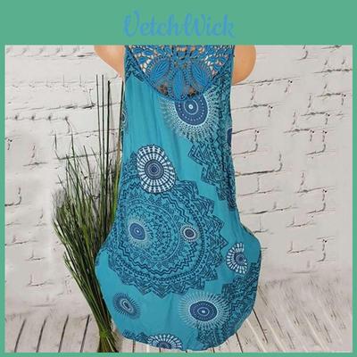 Dames Boho Zomerjurk Midi Lengte Zomer Avond Cocktailfeest Strandjurk Maat S T/m 5xl Met Elegant Kant Hol Ontwerp