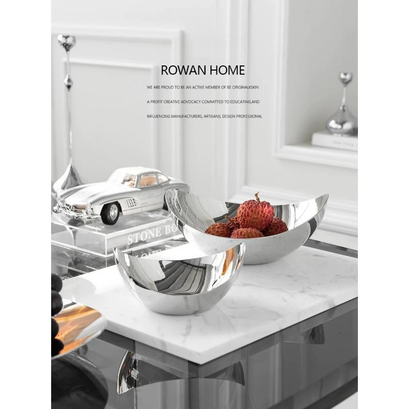 Nordic Stainless Steel Serving Tray Luxury Fruit Bowl Metal Plate Dishes for Candy Dessert Snack Hotel Home Decoration