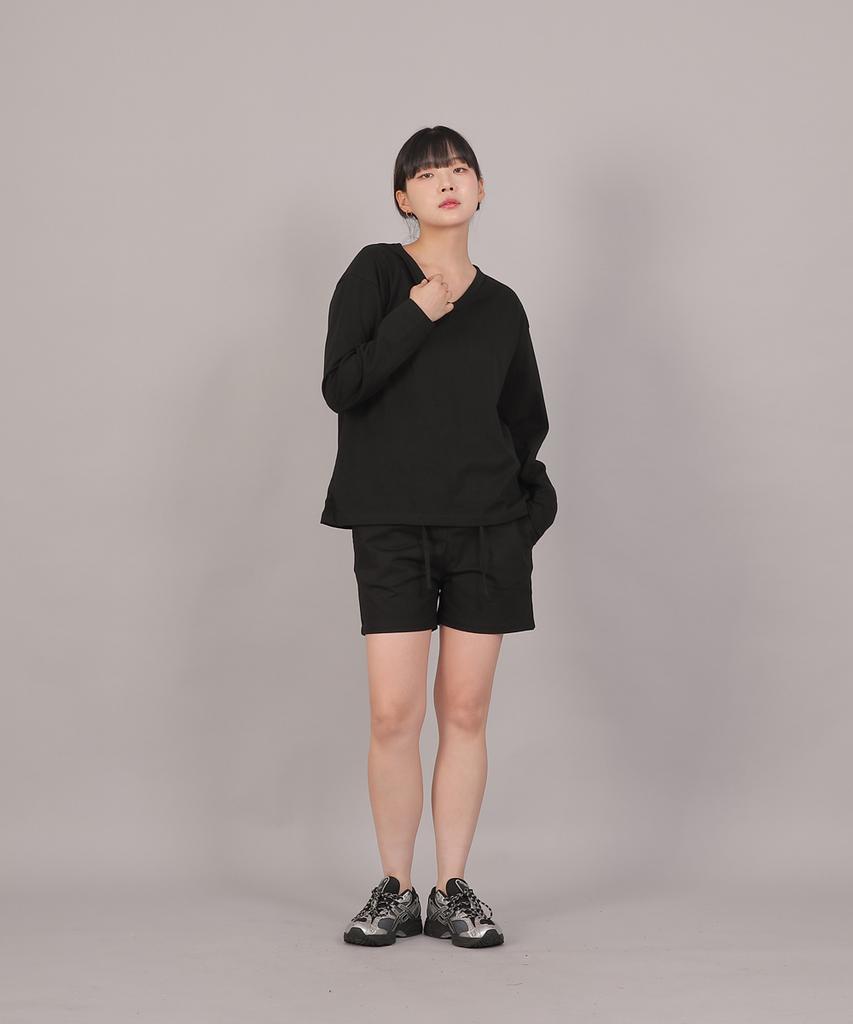 SAINTCREW Cotton Elastic Waist Shorts Cbs-387 Black