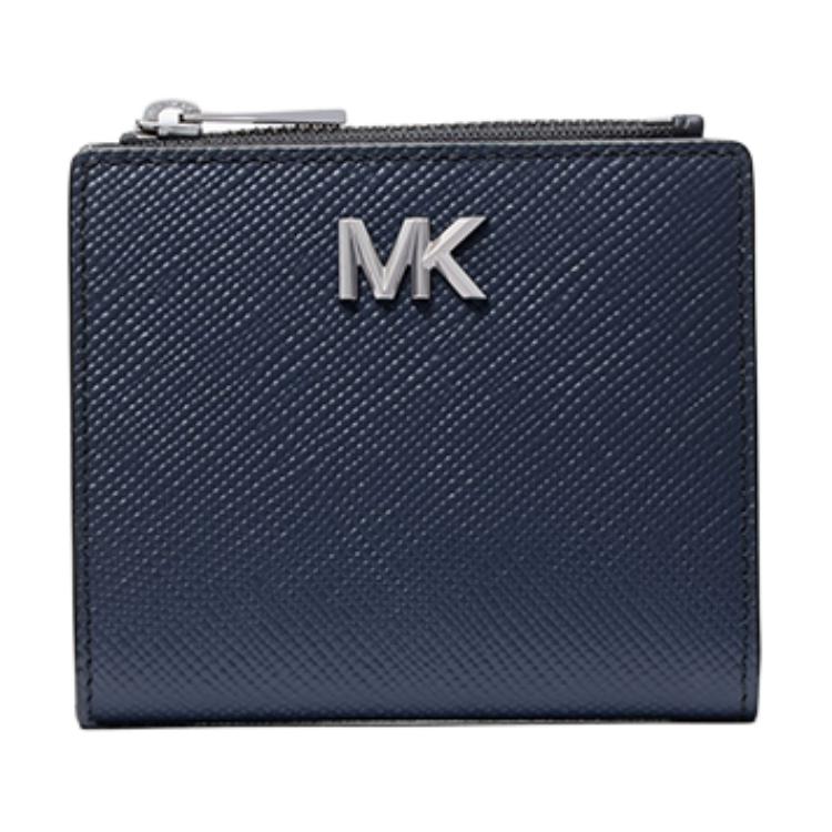Michael Kors MK Hudson Snap Letter Logo Leather Wallet Men Wallet Navy-Blue 39S5LEDE8L-NAVY