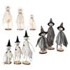 3Pcs Ghost Ornaments Wooden Halloween Decorations Adorable Shape Fabric Ghost Figures Table Decor Party Supplies