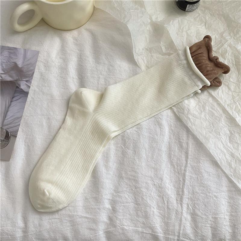 

Dopamine Children s Trendy Color-blocking Mid-calf Socks with Rolled Edges and Double Hemming, Versatile and Breathable, Thick Style. 1 pair молоко, білий колір