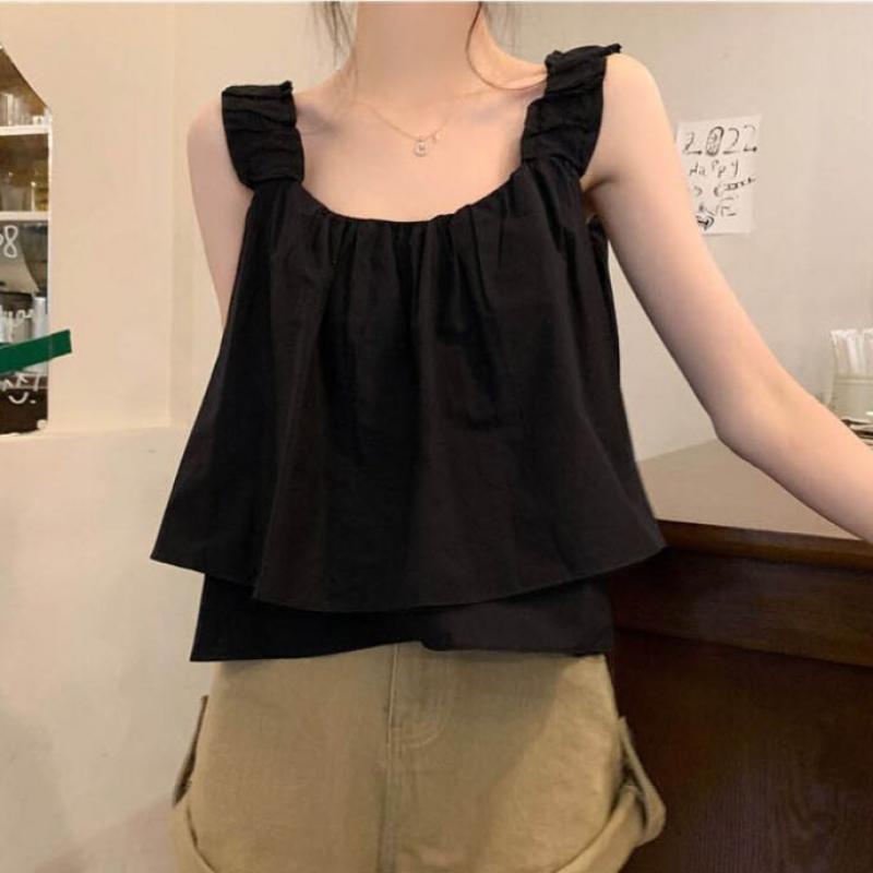 Shop Women Layered Frill Sleeveless Blouse Won Wbl Wff8a8a