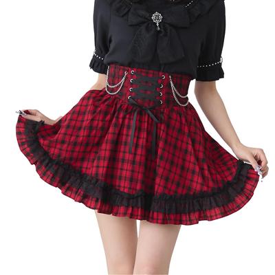 Yumetenbo Chain Lace-Up Spider Lace Frill Skirt, Mini Lace-Up Lace Flare Skirt, Women's, Mass-Produced, Landmine Style