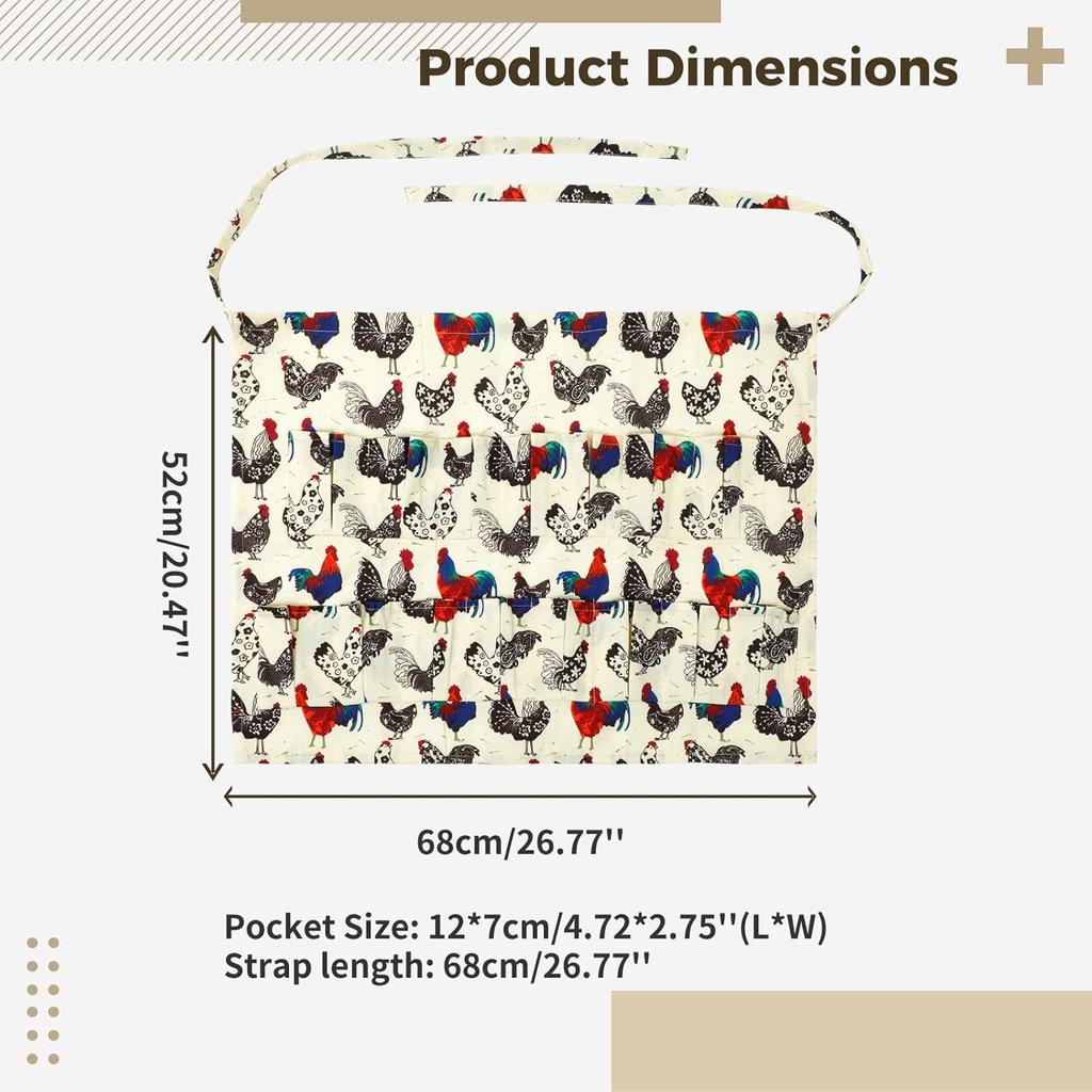 Homaisson Durable Canvas Egg Collecting Apron With 15 Pockets, For Chicken, Duck, Goose Eggs